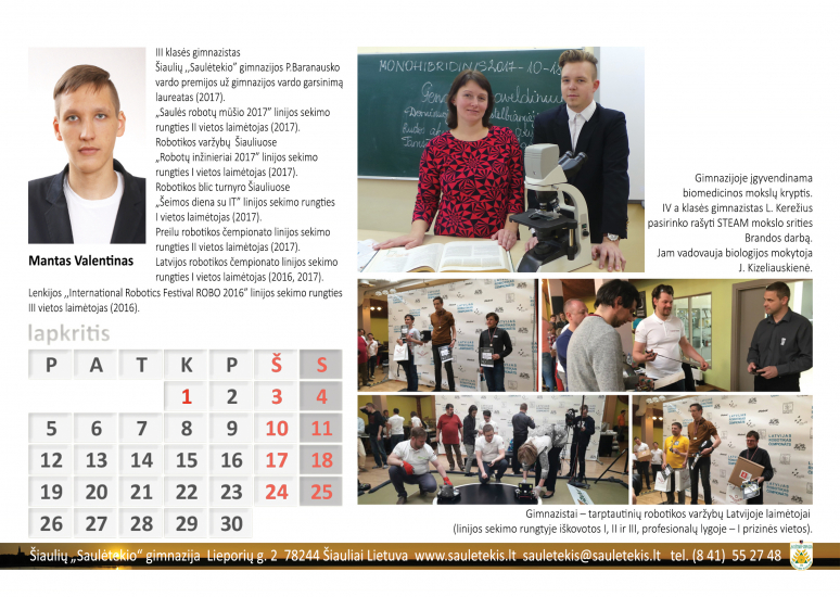 2018 mokyklos kalendorius
