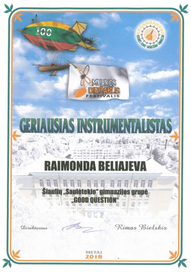 R.Beliajeva ir Good Question (diplomas, Festivalis "Muzikos dirižablis")
